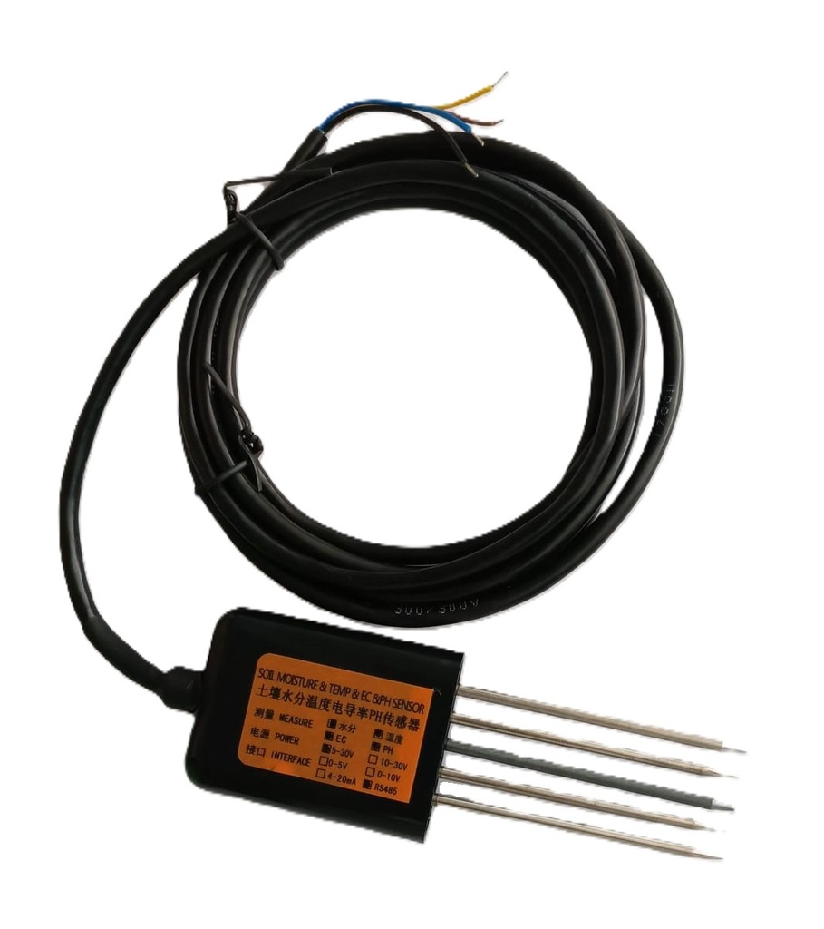 SENSOR DE SUELO 4 en 1 RS485 - Temperatura, Humedad, EC, PH